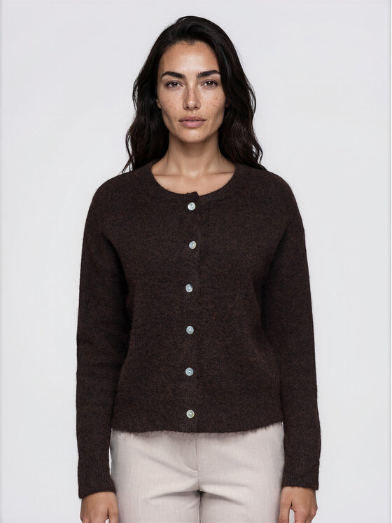 Ombre Ombre Sweter OW-SW-E0064 Brązowy Relaxed Fit