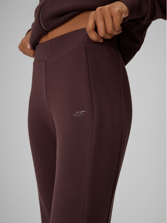 4F 4F Spodnie dresowe ESSENTIAL Brązowy ciemny Slim Fit
