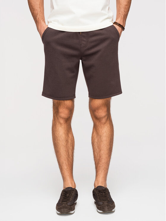 Ombre Ombre Szorty materiałowe OM-SRSK-0124 Brązowy Regular Fit