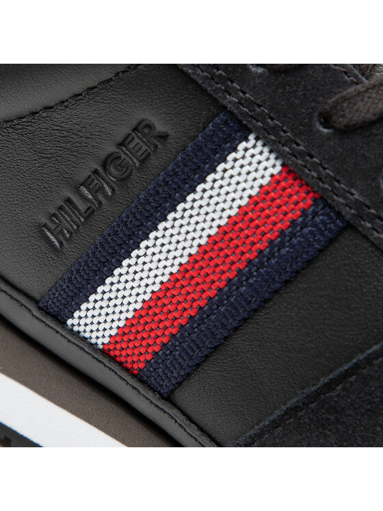Tommy Hilfiger Sneakers Runner Lo Leather Stripes FM0FM03430 Noir •  Modivo.fr
