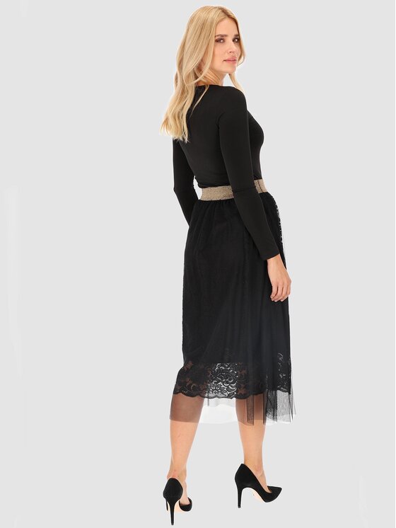 Perso Perso Sukně JPE230069F Černá Regular Fit