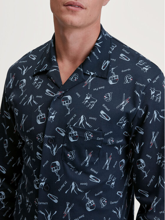 Calida Calida Pyžamo 44282 Tmavomodrá Regular Fit