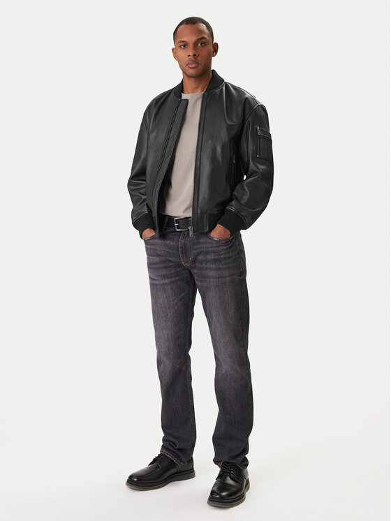 BOSS BOSS Giacca di pelle Jakri 50552151 Nero Regular Fit