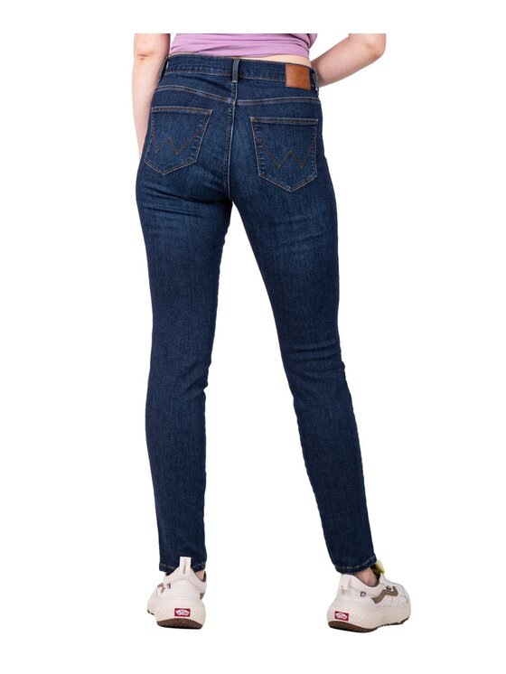 Wrangler Wrangler Jeansy High Skinny Granatowy Skinny Fit