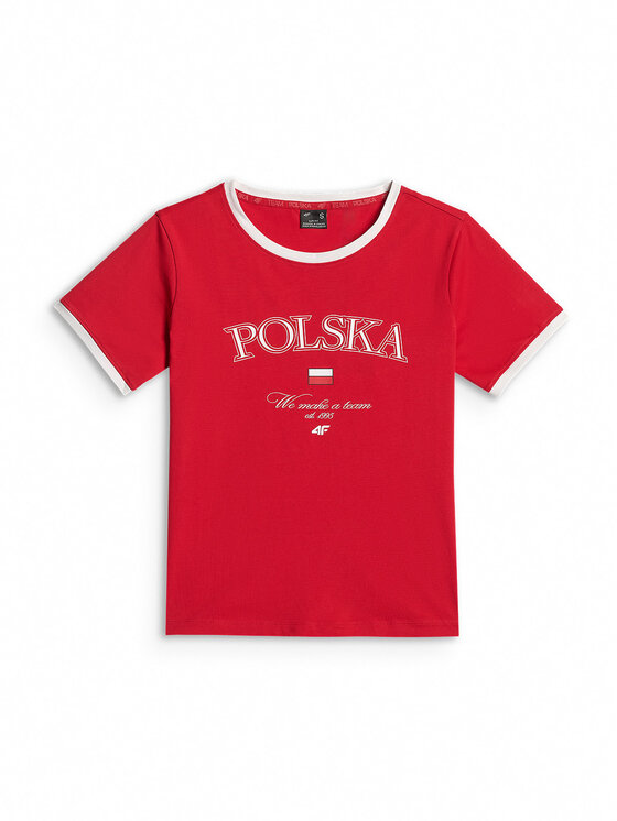 4F 4F T-Shirt STREFA KIBICA Czerwony Slim Fit