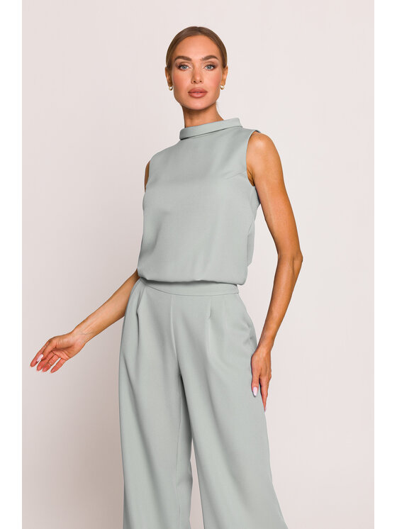 Made of Emotion Made of Emotion Kombinezon M382 Zielony Wide Leg