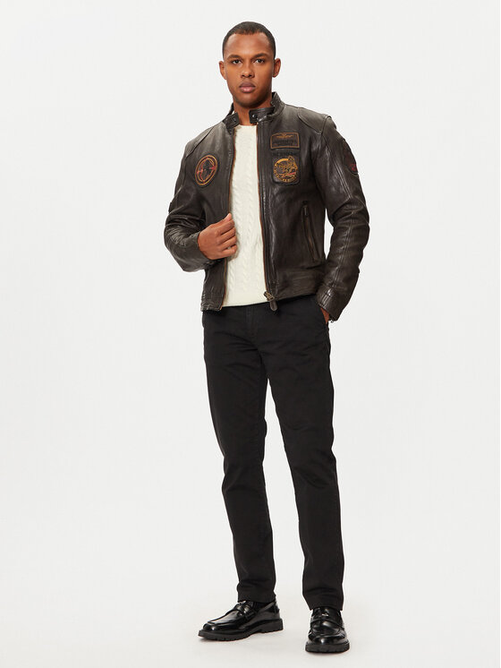 Aeronautica Militare Aeronautica Militare Geacă de piele 242PN954PL147 Maro Regular Fit