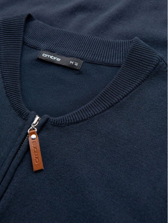 Ombre Ombre Sweter OM-SWZS-0124 Granatowy Regular Fit