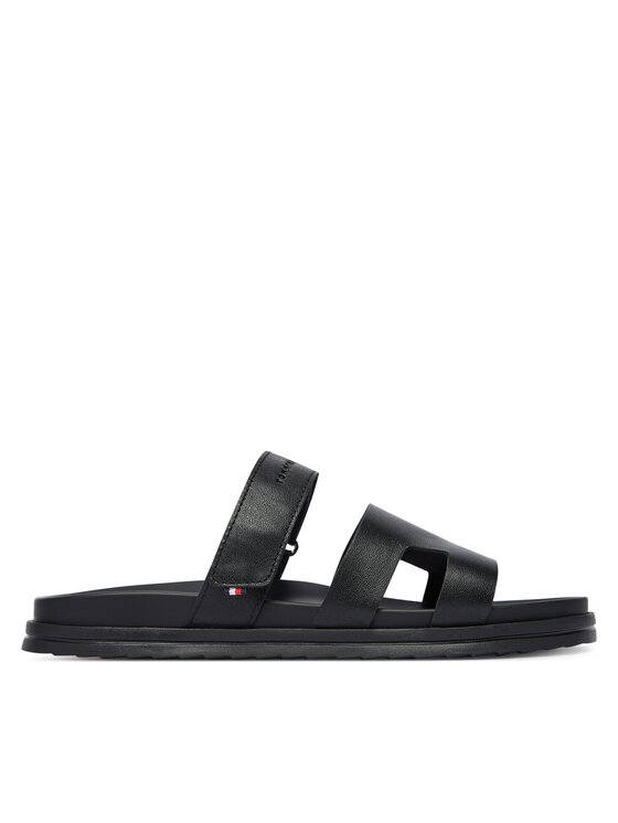 Tommy Hilfiger Tommy Hilfiger Klapki Adjustable Premium Lth Sandal FM0FM05773 Czarny