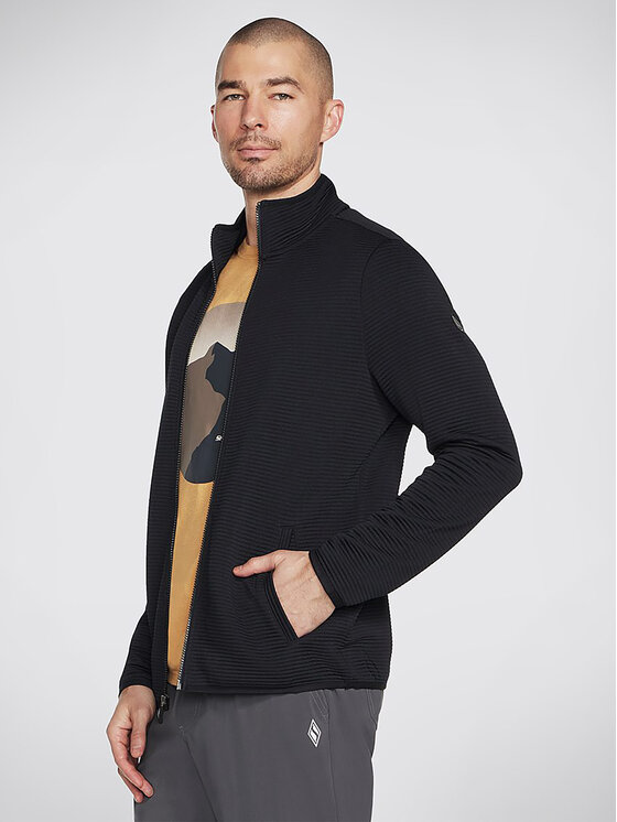 Skechers Skechers Giacca di transizione The Hoodless Hoodie Ottoman Jacket JA25 Nero Regular Fit