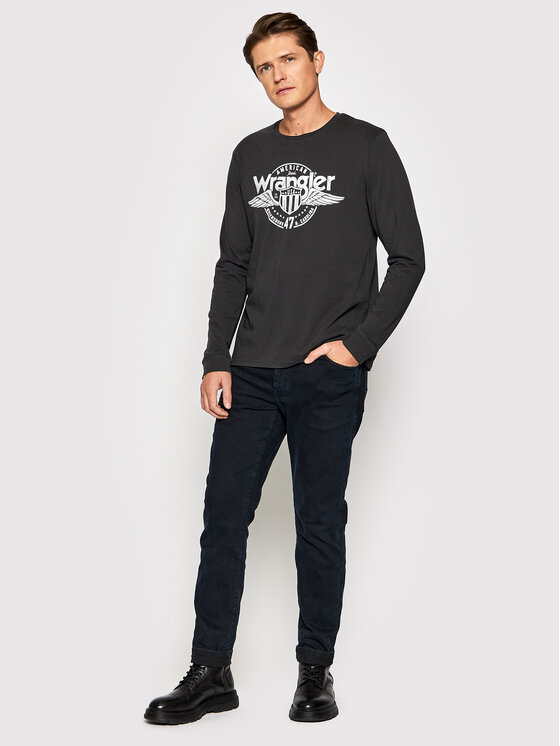 Wrangler Wrangler Longsleeve Ls Americana Tee W7J5D3XV6 112141550 Nero Regular Fit