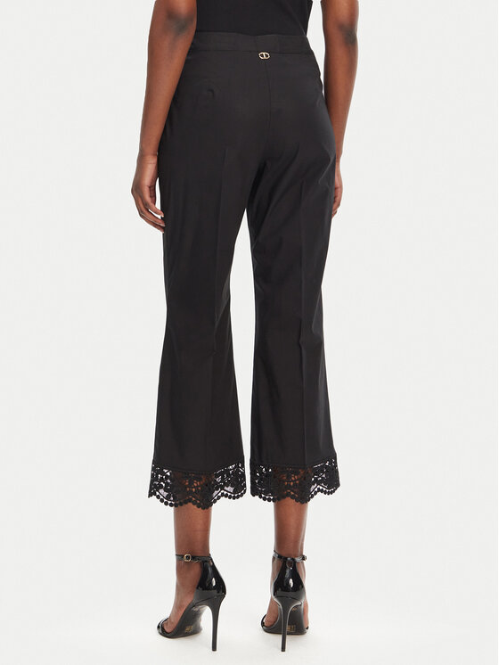 TWINSET TWINSET Bavlnené nohavice 251TT2094 Čierna Straight Fit