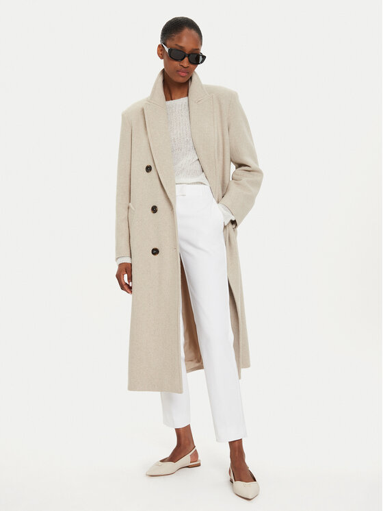Marella Marella Cappotto di lana Acacia 2423016014 Beige Regular Fit