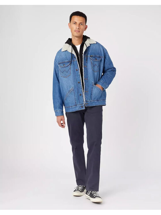Wrangler Wrangler Kurtka jeansowa Oversized Sherpa Niebieski Oversize