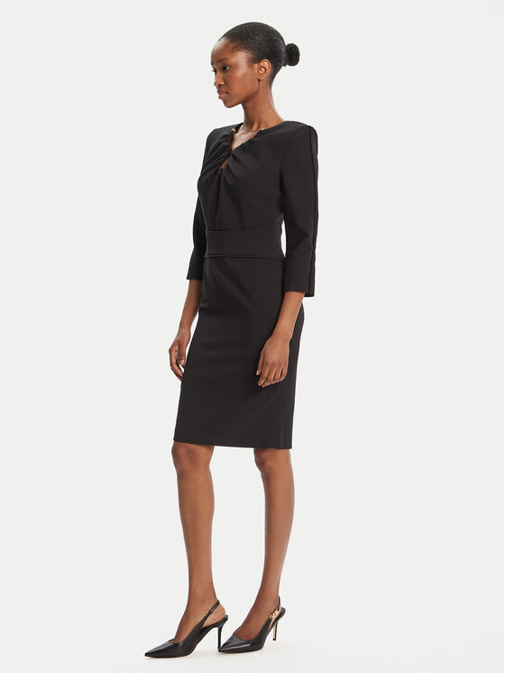 Simona Corsellini Simona Corsellini Koktejlové šaty A25CPAB01101 Čierna Slim Fit