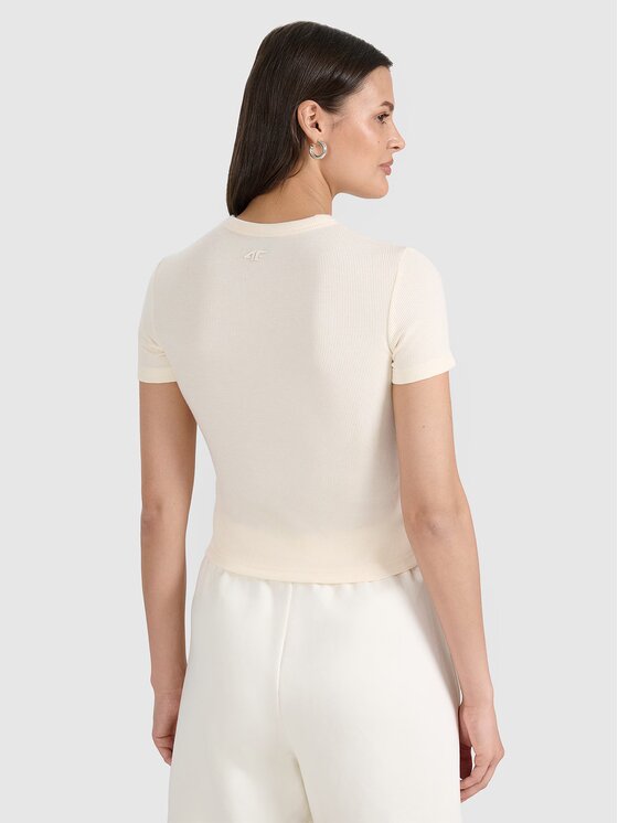 4F 4F T-shirt 4FRSS25TTSHF2749-11S Bianco Slim Fit