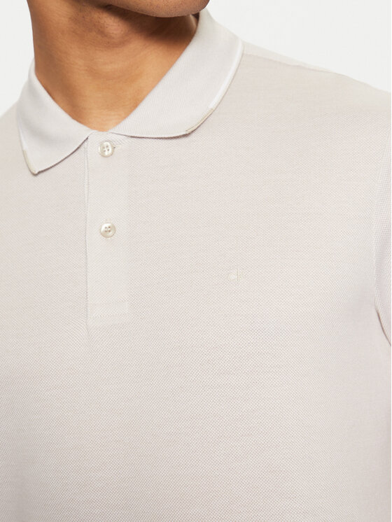Calvin Klein Calvin Klein Тениска с яка и копчета K10K114475 Бежов Regular Fit