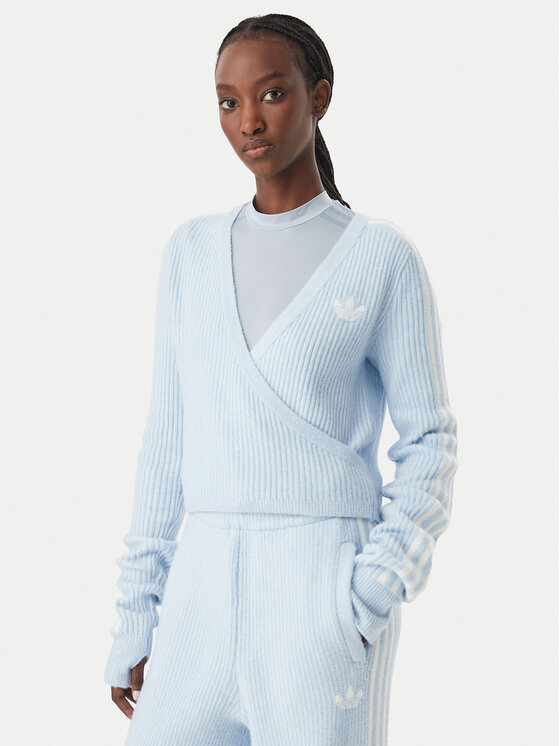 adidas adidas Kampsun Adidas x Jennie Knitted Wrap LD8932 Helesinine Slim Fit