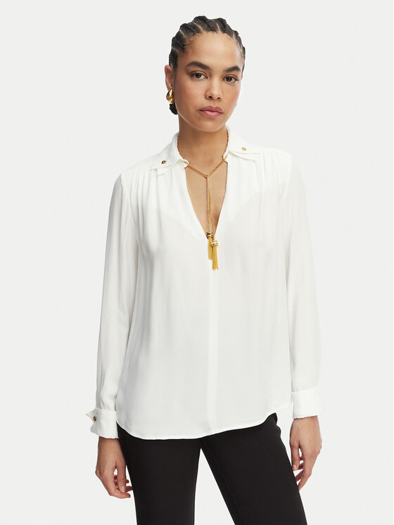 Elisabetta Franchi Bluză CA-159-62E2-V400 Alb Regular Fit
