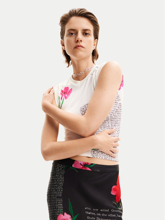Desigual Desigual T-Shirt Mirna 24SWTK10 Bílá Slim Fit