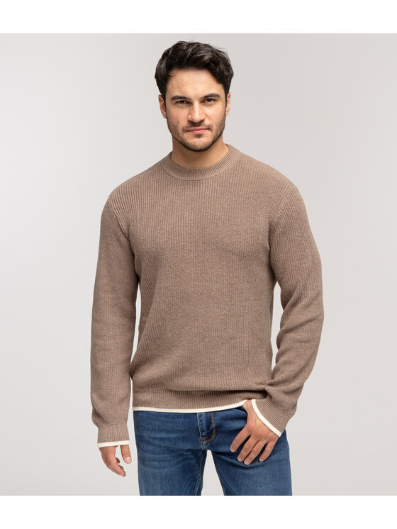 Lee Cooper Lee Cooper Sweter PERES 1801 Beżowy Regular Fit