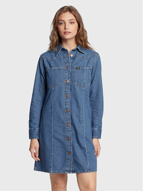 Wrangler Wrangler Jeans haljina Western W24JLLX8E 112320712 Plava Regular Fit