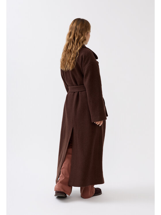 Mirons Mirons Płaszcz wełniany Soft Brązowy Oversize