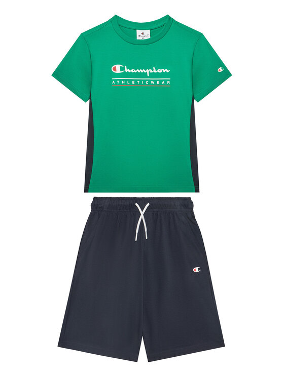 Champion Champion Set tricou și pantaloni scurți 306992 Verde Regular Fit