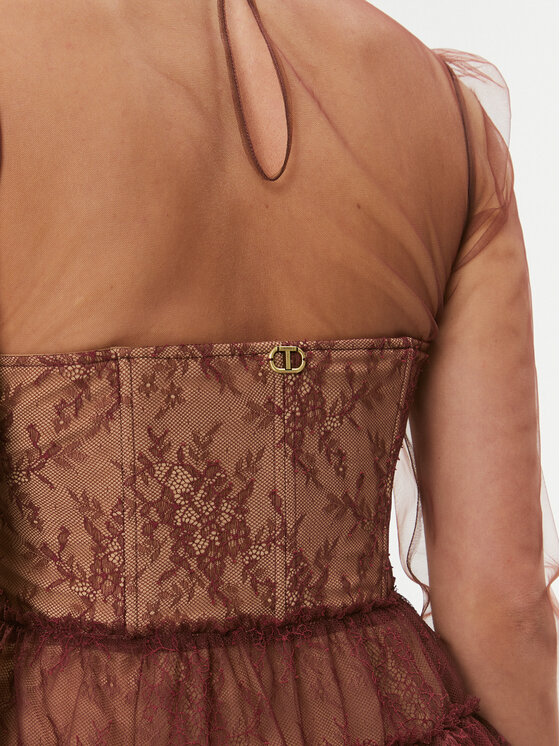 TWINSET TWINSET Kokteilinė suknelė 232TT2071 Vyšninė Regular Fit