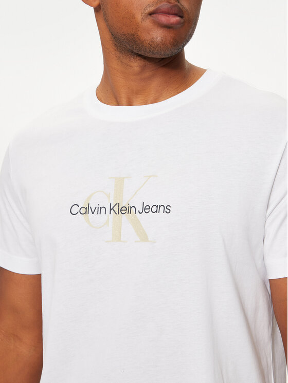 Calvin Klein Jeans Calvin Klein Jeans Tricou Distressed Monologo J30J326863 Alb Regular Fit