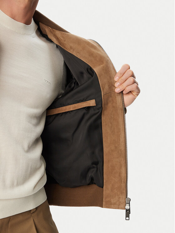 HUGO HUGO Кожено яке 50567441 Бежов Regular Fit