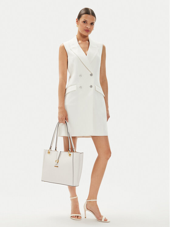 Guess Guess Kokteiļkleita W4YK25 KBJP2 Écru Regular Fit