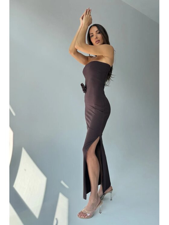 Chiara Wear Chiara Wear Sukienka letnia Sukienka maxi ROSE Brązowy Slim Fit
