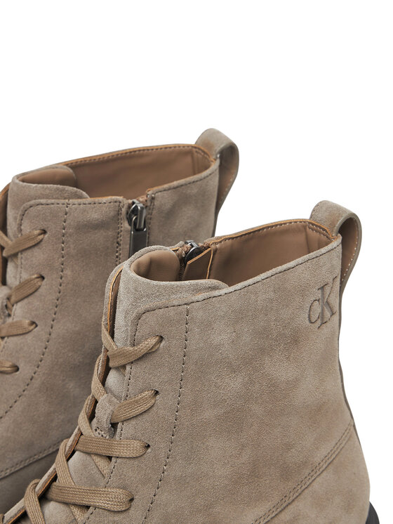 Calvin Klein Calvin Klein Trzewiki Combat Ess Lace Up Zip Boot Su YM0YM01371 Szary