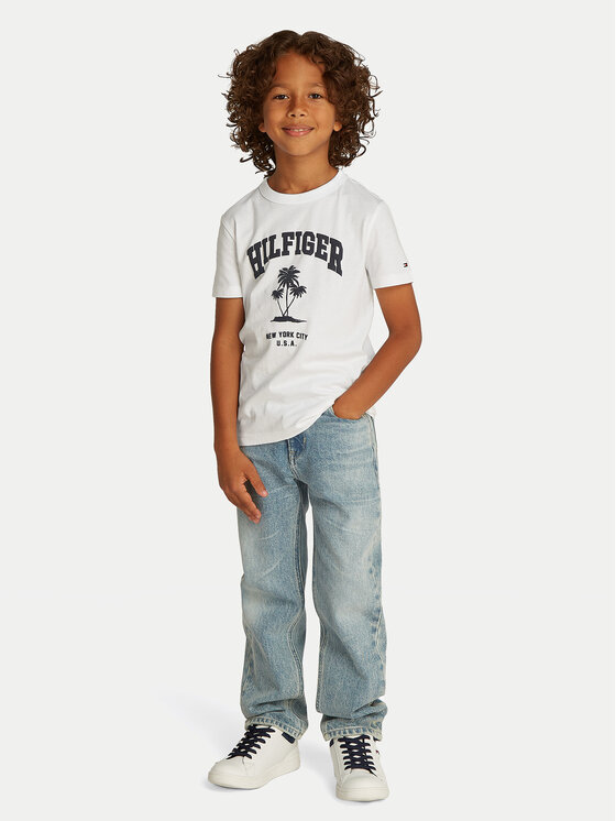 Tommy Hilfiger Tommy Hilfiger Tricou Palm Print KB0KB09649 D Alb Regular Fit