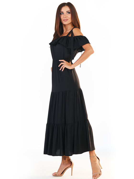 Awama Awama Sukienka letnia A358 Czarny Basic Fit