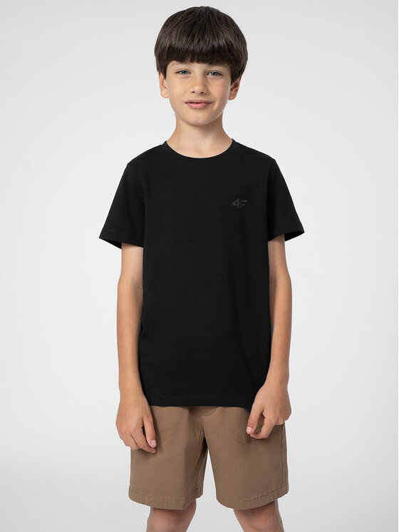 4F 4F T-Shirt 4FJSS23TTSHM291 Μαύρο Regular Fit