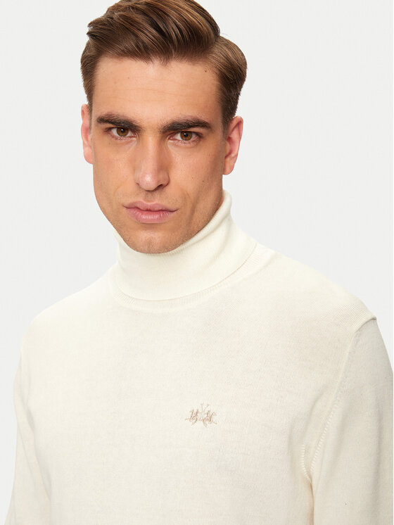 La Martina La Martina Rollkragenpullover ZMS019 YW091 Écru Regular Fit