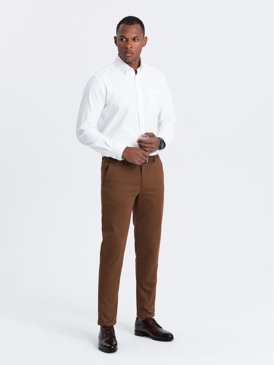 Ombre Ombre Chino kalhoty OM-PACP-0190 Hnědá Regular Fit