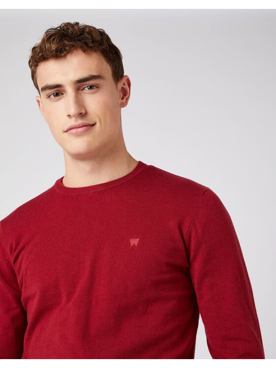 Wrangler Wrangler Sweter CREW KNIT Czerwony Regular Fit