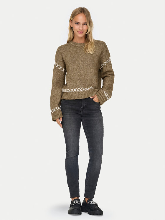ONLY ONLY Svetr Amanda 15330089 Hnědá Regular Fit