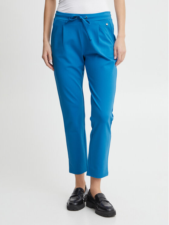 Fransa Bavlnené nohavice 20605622 Modrá Regular Fit