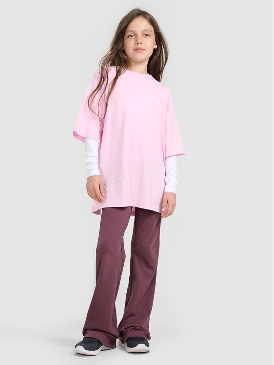 4F 4F T-Shirt BASIC+ Różowy jasny Oversize