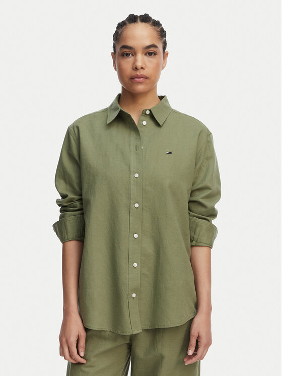 Tommy Jeans Tommy Jeans Srajca DW0DW22209 Zelena Relaxed Fit