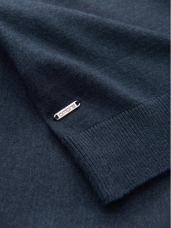 Ombre Ombre Sweter OM-SWTN-0127 Granatowy Regular Fit