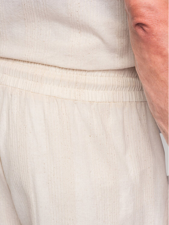 Ombre Ombre Spodnie materiałowe OM-PACP-0312 Kremowy Regular Fit