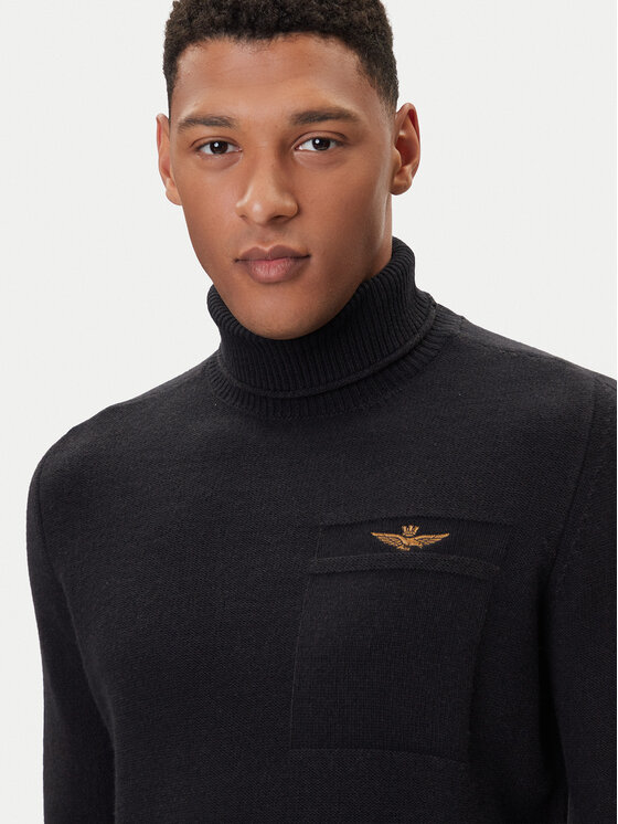 Aeronautica Militare Aeronautica Militare Bluză cu gât 252MA1587UL00904 Negru Regular Fit