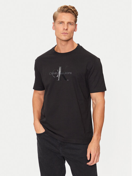 Calvin Klein Jeans Calvin Klein Jeans T-Shirt Shiny Monologo J30J327109 Schwarz Regular Fit
