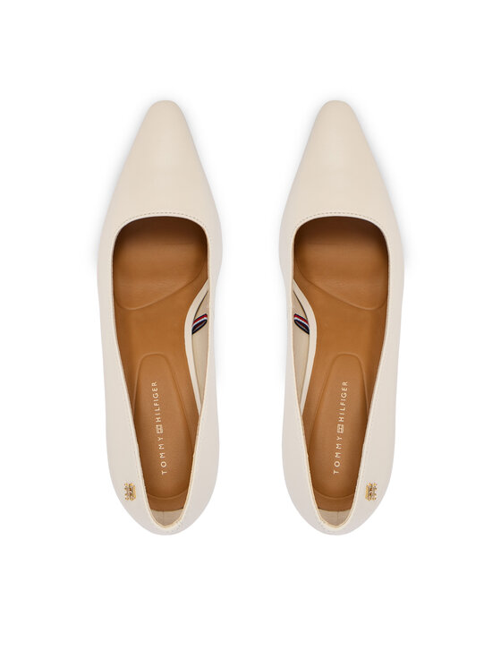 Tommy Hilfiger Tommy Hilfiger Körömcipők Th Logo Lth Pump Slanted Hl FW0FW09008 Ekru