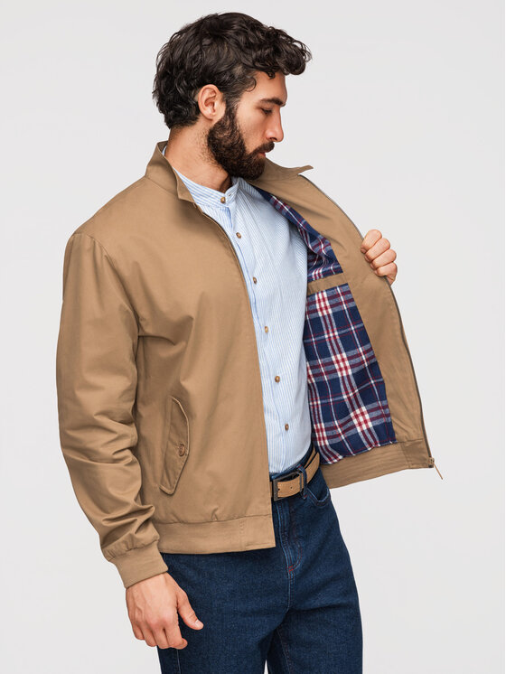 Ombre Ombre Kurtka przejściowa OM-JANP-0326 Brązowy Regular Fit